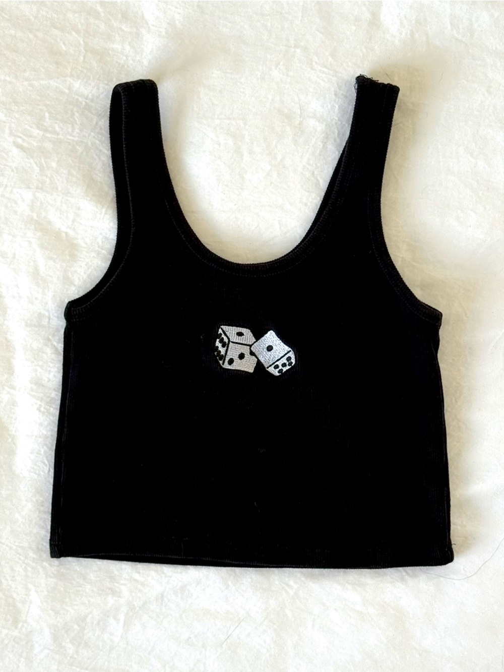 forever 21 black dice graphic crop top